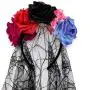 LessMo Halloween Haarband, Bunte Blumen Kopfbedeckung mit Gazeband, Langer Schleier Kostümzubehör, Dehnbar, Wiederverwendbar, Für Damen & Kinder, Halloween Party, Cosplay