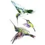 Autocollants temporaires de colibris WYUEN 12 pièces pour femmes et hommes, art corporel, adultes, étanches, faux tatouages, 9,8 x 6 cm (FW12-13)
