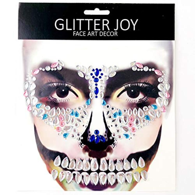 Leoars Full Face Gems Jewels, Halloween Temporary Face Tattoos