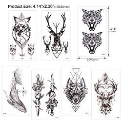 Konsait Temporary Tattoos for Adult Men Women Kids(30 Sheets), Waterproof Temporary Tattoo Fake Tattoos Body Art Sticker Hand Neck Wrist Cover Up Set, Dragon Anchor Scorpion Wolf Graphic Elk