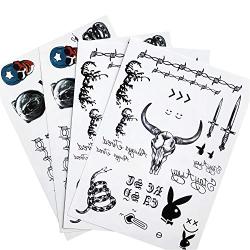 Leoars Face Temporary Tattoos, Face Neck Hands Arm Tattoos Sticker, Fake Tattoos for Adults Men Women Girls Kids Halloween Parties,4-Sheet