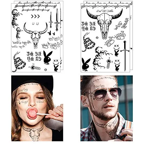 Comdoit 4 Sheets Halloween Face Tattoos for Adults Women Men Festival Face Temporary Tattoos Stickers Halloween Costume Accessories Halloween Party Favor Supplies Comdoit 4 Sheets Halloween Face Tattoos for Adults Women Men Festival Face Temporary Tattoos Stickers Halloween Costume Accessories Halloween Party Favor Supplies