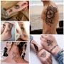 Yazhiji 32 Blatt Temporäre Tattoos, 8 Blatt Fake Körper Arm Brust Schulter Tattoos für Männer Frauen mit 24 Blatt Kleine Schwarze Temporäre Tattoos