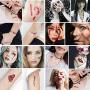 Halloween 30 Sheet Temporary Face Tattoo Sticker 3D Zombie Scar Fake Bloody Wound for Cosplay Party Halloween Masquerade Prank Prop Decorations, Waterproof Sweatproof Makeup for Women Man kids
