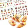 Herbst Nagelsticker Thanksgiving Halloween Nageldekorationen, 12 Blätter Maple-Blätter, Kürbis Wasserübertragung Nagelsticker, Nagel Tattoos für Damen & Mädchen DIY Nagel Tipps Dekorationen