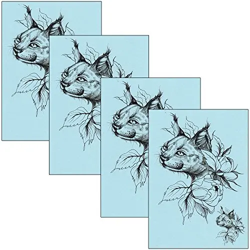 DaLin 4er Blattige Sexy Florale Temporäre Tattoos für Frauen Blumen Kollektion (Pflaume Katze)