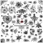 Konsait 65PCS Halloween Spider Face Tattoos Spider Web Spider Net Temporary Tattoos - Face Shoulder Arm Back Tattoos Stickers-Halloween Costume Apparel Cosplay Accessories Party Favor Supplies