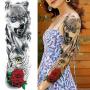 Rejaski 9 Sheets Super Long Full Arm Temporary Tattoo Sleeves For Men Women Realistic Lion Wolf Body Art Chest Shoulder Fake Tatoos Paper Waterproof Large Eagle Dragon Animal Temporary Tattoos Sticker