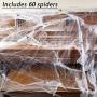 LessMo 326g Halloween Spider Web Decor, 60 Extra Fake Spiders White Cotton Cobweb, Large Size Cover 1400 Sqft, Super Stretchy, Reusable, for Haunted House Halloween Party Indoor and Outdoor