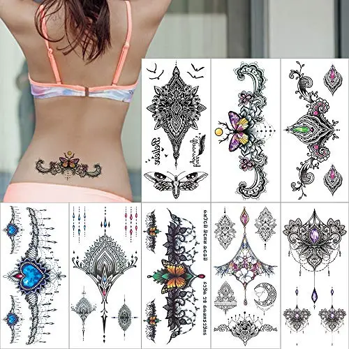 Temporary Tattoos Chest Art Stickers for Women Mandala Boho Flower Festive Tattoo Removable Sexy Tattoo Waterproof Temporary Tattoos Chest Art Stickers for Women Mandala Boho Flower Festive Tattoo Removable Sexy Tattoo Waterproof