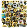 Sunflower Stickers, Laptop Stickers Vinyl Waterproof Stickers for Hydroflasks Water Bottle Stickers Computer Stickers for Teens Skateboard Guitar Phone Car Decals (50pcs)