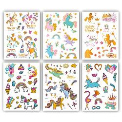 Ooopsi Unicorn Tattoos for Kids - 58 Gold Glitter Styles, Unicorn Party Favors and Birthday Decorations for Girls Boys