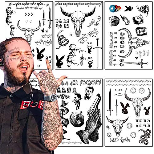 6 Sheets Temporary Face Tattoos Stickers Halloween Face Makeup Kit Festival Face Temporary Tattoos for Women Kids Men Body Art Decor Halloween Costume Accessories Party Supplies