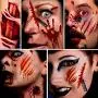 Halloween-Narben-Temporäre Tattoos, Realistische Fake-Gesichtswunden mit Blut, Zombie-Vampir-Biss, Spinnen-Narben, blutige Tattoo-Aufkleber für Erwachsene und Kinder, Großpackung, 3D Wasserdicht, Halloween-Themen-Make-up-Requisite.