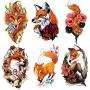 6 Sheets PADOUN Watercolor Wolf Fox Arm Temporary Tattoos Sleeve Stickers, Waterproof Fake Tattoos for Men Women Girls Boys