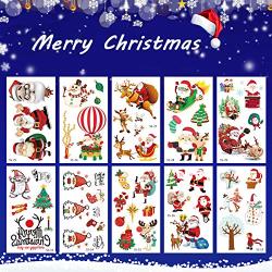 Christmas Temporary Tattoos Stickers,Christmas Decorations with Santa Claus Christmas Tree Socks Reindeer Gift Bags for Kids Christmas Party,Fun Christmas Holiday Tattoo for Kids （30 sheets）