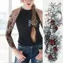 6 Blatt Vollarm Temporäre Tattoos, Wasserdicht, Extra Groß, Temporäre Tattoos für Damen Herren Erwachsene Schwarz Schädel Rose Körperkunst Tattoo Sticker Falstattoo