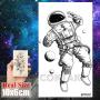 COKTAK 8 Pieces/Lot 3D Watercolor Blue Astronaut Cartoon Kids Temporary Tattoos For Children Cute Space Man Children Tattoo Sticker Women Girls Boys Body Art Waterproof Tatoos Sheet