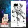 COKTAK 8 Pieces/Lot 3D Watercolor Blue Astronaut Cartoon Kids Temporary Tattoos For Children Cute Space Man Children Tattoo Sticker Women Girls Boys Body Art Waterproof Tatoos Sheet