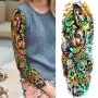11 Blatt NEZAR Große Wein-Pflaumenblume Rose Vollarm Temporäre Tattoos für Frauen Realistische Schädel Skelett Fake Temporäre Tattoo Ärmel Aufkleber Wasserdicht Körper Make-up Blütenblatt Tatoos Papier Auge