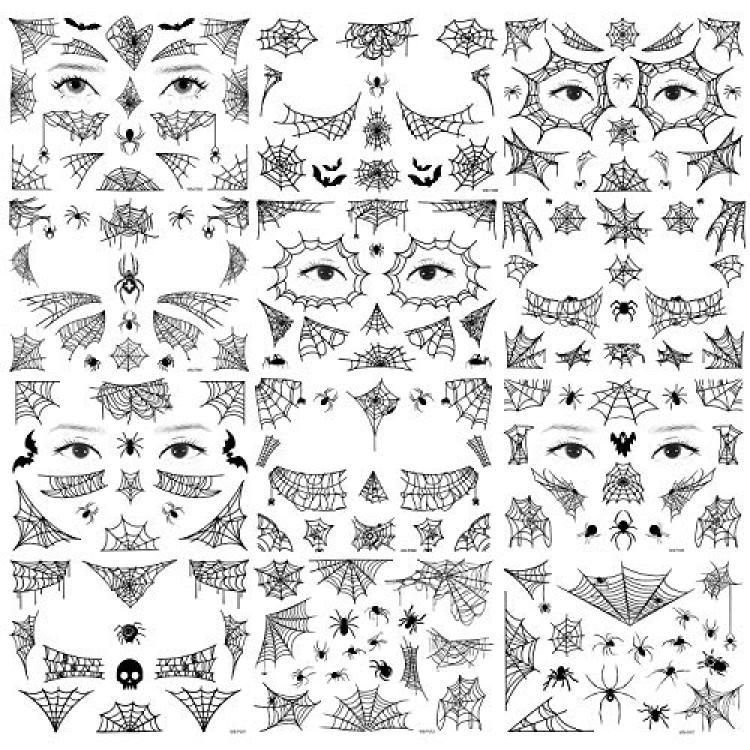 Halloween Spider Face Tattoos Stickers Spider Webs Temporary Tattoos  Waterproof | Fruugo AU