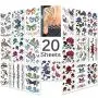 Lady Up 20 Sheets Mixed Style Body Art Temporary Tattoos Paper, Flowers, Roses, Butterflies and Multi-Colored Waterproof Tattoo for Women, 90×190mm