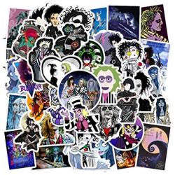 Anime Stickers Tim Burtons The Nightmare Before Christmas Movies Theme Stickers Laptop Stickers Waterproof Skateboard Snowboard Car Bicycle Luggage Decal 50pcs Pack (Tim Burtons Movies Theme)