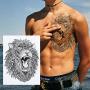 Rejaski 9 Sheets Gladiator Wolf King Full Arm Temporary Tattoo Sleeves For Men Women Extra Long Gold Tribal Knight Warrior Temp Tattoos Lion Totem Body Art Arm Sleeve Realistic Fake Tattoo Stickers