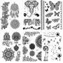 Pinkiou Henna Tinte-Sticker Spitze Mehndi Temporäre Tattoos für freigeistige Frauen Teenager Mädchen Metallic Tinte Pack von 6 (schwarz)