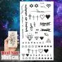 8er Set Kleine Sexy Lippen Blatt Schwarz Cartoon Temporäre Tattoos Für Kinder Niedliche Sterne Kinder Tattoosticker Infinity Love Damen Finger Kunst Wasserdicht Tatoos Mädchen Diamanten