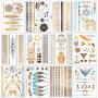 12 Sheets Metallic Temporary Tattoos for Women Teens Girls Tattoos Gold Silver Glitter Flash Waterproof Tattoo Stickers