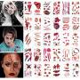 30 Sheets Halloween Scar Wound Tattoos Stickers Temporary Realistic Fake Face Blood Wound Stickers for Party Cos Play Costume Makeup Masquerade Vampire Zombies Party Supplies for Halloween Cosplay