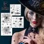 Halloween Gesichtstattoos, Spinnen temporäre Aufkleber, Halloween temporäre Aufkleber Set für Kostüm & Make-up, 5 Blätter Realistische Fake Spinnen Aufkleber für Gesicht & Körper, Männer & Frauen