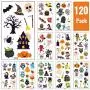 Halloween-Temporäre Tattoos für Kinder, Halloween-Sticker für Kinder, für Jungen & Mädchen, Halloween-Dekorationen für Kinder, 120Pcs Gemischt Wasserdichte Tattoos für Kinder, Party-Favoris, Kürbisfunktionier-Tattoos
