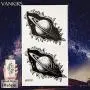 12 Stück/Set COKTAK Fake Wasserdichte Temporäre Stern Tattoosticker Astronaut Illustration Männer Körper Arm Art Frauen Tatoos Planeten Geometrie Universum Berg Kinder Tattoos Schwarze Paste 10x6CM