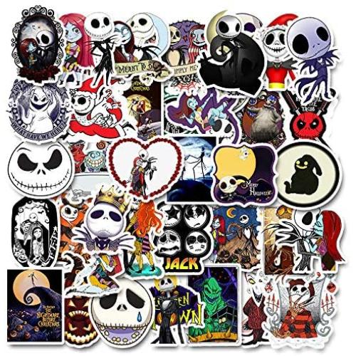 Nightmare Before Christmas and Tim Burtons Stickers| 50 PCS | Vinyl Waterproof Stickers for Laptop,Skateboard,Water Bottles,Computer,Phone, Halloween Theme，(Halloween-50PCS)