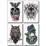 Temporäre Tattoos für Männer, Jungen & Teenager – Fake Tattoo Sticker Aufkleber (8 Große Blätter) Tattoos für Jungen, Biker Tattoos, Rocker Transfers für Arme, Schultern, Brust & Rücken – Körperkunst Tattoo Sticker, wasserdicht schwarz