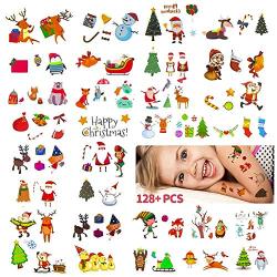 Christmas Temporary Tattoos Stickers,Christmas Decorations with Santa Claus Christmas Tree Socks Reindeer Gift Bags for Kids Christmas Party,Fun Christmas Holiday Tattoo for Kids(10 sheet)