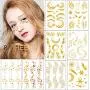 Ooopsi Tattoo Sticker - 8 Sheets Metallic Tattoo Sticker for Women Girls Make Up Dancer Costume Parties, Glitter Gold Tattoos Ooopsi Tattoo Sticker - 8 Sheets Metallic Tattoo Sticker for Women Girls Make Up Dancer Costume Parties, Glitter Gold Tattoos