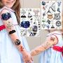 6 Blätter FANRUI Niedliche Kleine Temporäre Tattoos Für Kinder Jungen Mädchen Aquarell Weltraum Stern Einhörner Kinder Cartoon Gesicht Tattoos Kleine Hände Wasserfeste Fake Tatoos Papier
