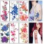 Flower Temporary Tattoos for Women Adults 3D Butterfly Rose Tattoo Sexy Fake Tattoo Stickers Waterproof Body Art Temp Tattoo Paper Colored Floral Lily Lotus Peony Festival Makeup Tattoo 12 Sheets