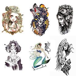 Pinkiou Full Arm Sticker Women Sexy Temporary Tattoo Sticker Waterproof Fake Body Art Sticker (6 sheets)