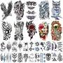 Étiquettes temporaires à décoller et à appliquer, 42 feuilles (incluant 10 feuilles de grands motifs), faux tatouages corporels pour hommes et femmes.