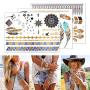 12 Sheets Metallic Temporary Tattoos for Women Teens Girls Tattoos Gold Silver Glitter Flash Waterproof Tattoo Stickers