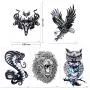 Temporary Tattoo for Guys for Man - Konsait Extra Fake Temporary Tattoo Black tattoo Body Stickers Arm Shoulder Chest & Back Make Up - Lion, Dead Skull,Koi Fish, Eagle Hawks Tribal Symbols