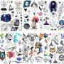 6 Blätter FANRUI Niedliche Kleine Temporäre Tattoos Für Kinder Jungen Mädchen Aquarell Weltraum Stern Einhörner Kinder Cartoon Gesicht Tattoos Kleine Hände Wasserfeste Fake Tatoos Papier