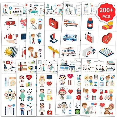Tattoos Thèmes d'Hôpital 200pcs, Ambulance Docteur Infirmière, Tatouages Temporaires Faux Imperméables pour Fête d'Anniversaire Cadeaux pour Enfants Accessoires Cosplay École Cadeaux Récompenses Tattoos Thèmes d'Hôpital 200pcs, Ambulance Docteur Infirmière, Tatouages Temporaires Faux Imperméables pour Fête d'Anniversaire Cadeaux pour Enfants Accessoires Cosplay École Cadeaux Récompenses