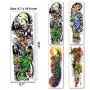 Leoars 4 Sheets Large Temporary Tattoos Sleeve Full Arm Tattoo Sticker and 4-Sheet Half Arm Fake Tattoos Nights Nightmare Before Christmas Fish Peacock Dragon Patter Tattoos Sleeve Body Art Makeup