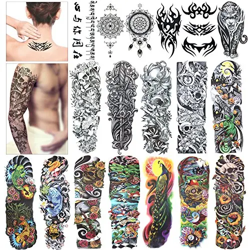 Full Arm Temporary Tattoo, Konsait Extra Temporary Tattoo Black tattoo Body Stickers for Man Women (18 Sheets) Full Arm Temporary Tattoo, Konsait Extra Temporary Tattoo Black tattoo Body Stickers for Man Women (18 Sheets)