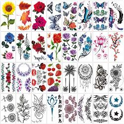 42 Sheets Temporary Tattoos for Men and Women,Fake Tattoo Body Art Sticker